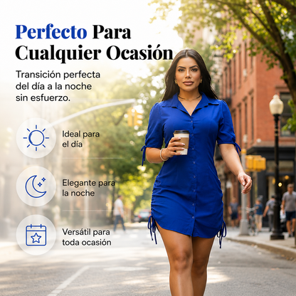 Vestido camisero de manga corta con botones para mujer + Envio gratis